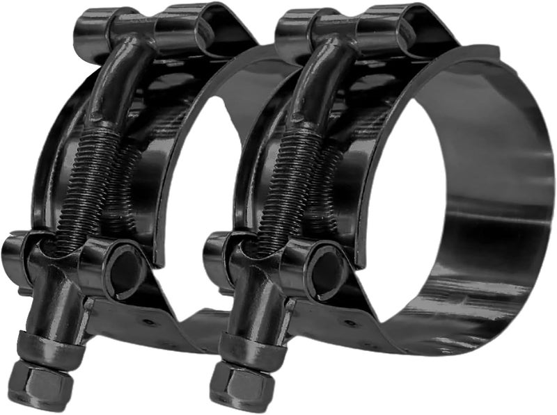 Botten 2pcs 1.75" Stainless Steel T-Bolt Hose Clamps - Clamp Range 51-59mm for 1.75 Hose ID (Black) - Durable and Reliable Hose Clamps for Secure Connections" - Image 1